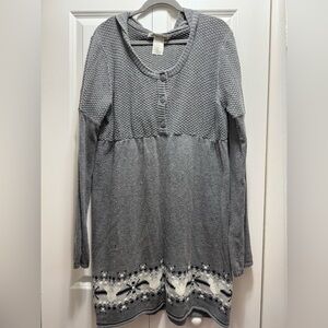 Walt Disney World Mickey Mouse Gray Knit Long Sleeve Dress